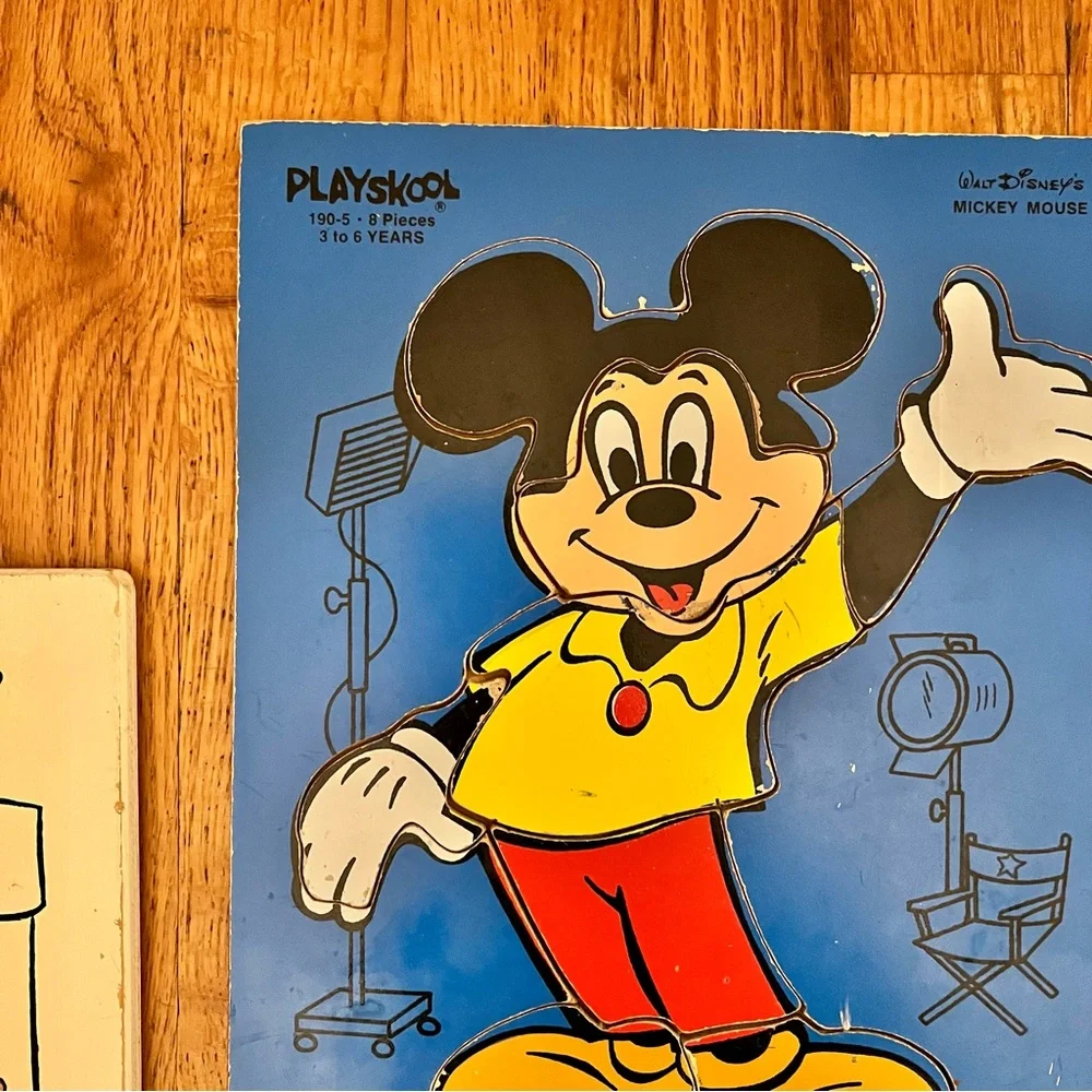 Vintage PlayskoolMickey Mouse and Elephant Puzzle Set of 2